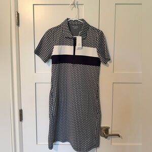 NWT Tory Sport Navy and White Patterned Polo Dress